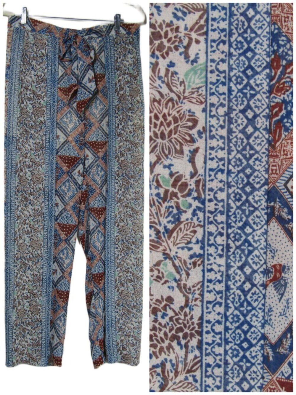 ANTHROPOLOGIE ELEVENSES Patchwork Flowy Wide Leg Boho Festival Coastal Pants 8T